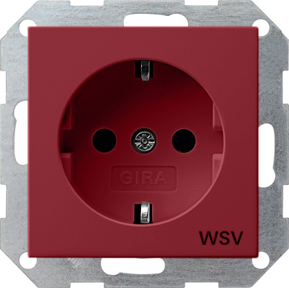 Gira S-55 Красный глянцевый Розетка с/з для WSV (дальнейшее обеспечение безопасности)